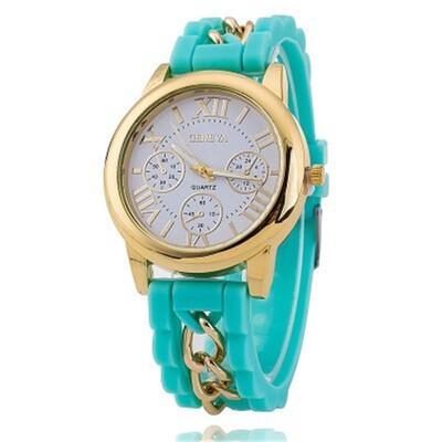 

GENEV Geneva Silicone Romanface fake three-eye mens chain watch
