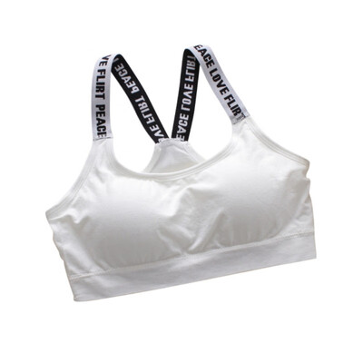 

Women Stretch Crop Yoga Padded Sports Bra Seamless Letter Racerback Fitness Vest Tops