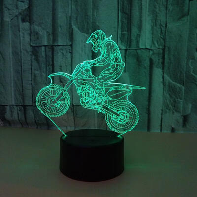 

Riding Motorcycle Riders 3D Night Lights Colorful Visual Light LED Gradient Touching Remote Control Visual Light 3D Lamp