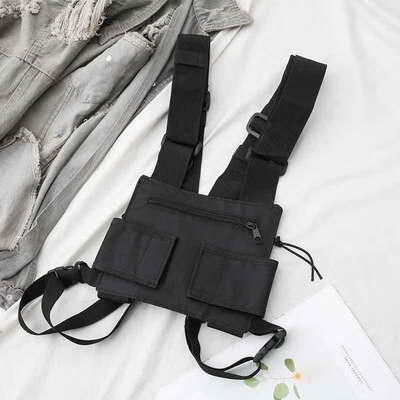 

Hip-hop armoured waistcoat Chao brand functional upper body tactics eat chicken multi-pocket waistcoat breastpack