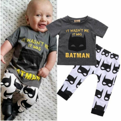 

Newborn Kids Baby Boy Clothes Short Sleeve Batman T-shirt Tops Pants Outfits Set