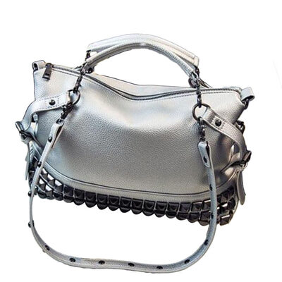 

Punk Rivet Large Capacity Faux Leather Women Travel Tote Crossbody Shoulder Bag