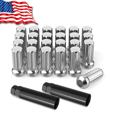 

24 CHROME 14X15 SPLINE LUG NUTS 2 KEYS for 6 Lug CHEVY SILVERADO GMC HUMMER