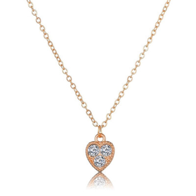 

2019 New Women Fashion Necklace Heart Design With 3 shinning Rhinestone Romantic Wedding Jewelry Fashion Gifts Women Necklace