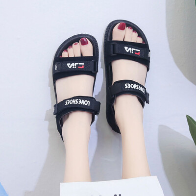 

Net red sandals female ins tide super fire bear shoes 2019 summer new Korean students Joker increased thick sponge cake