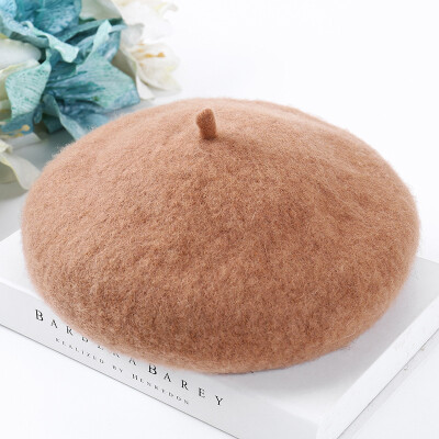 

Hat female wool berets Korean Japanese Joker student painter hat padded warm pumpkin bud hat