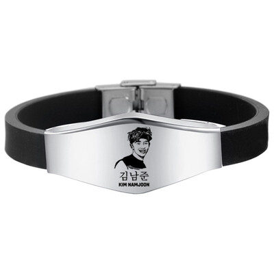

Kpop BTS EXO GOT7 Black Pink Seventeen Twice Stainless Steel Sports Bracelet Combination Logo Adjustable Bracelet