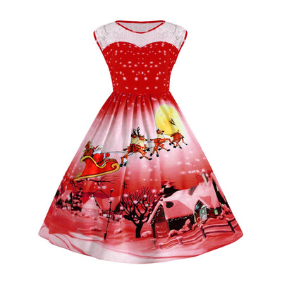 

Plus Size Lace Panel Christmas Snow Vintage Ball Dress