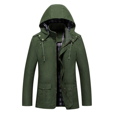 

Gobestart Mens Autumn Winter Casual Hooded Pure Color Jacket Button Outwear Coat Tops