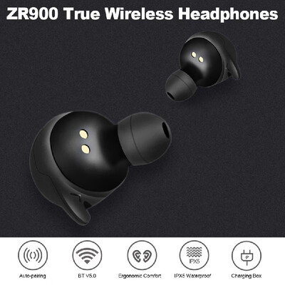 

ZR900 TWS Bluetooth Headphones IPX5 True Wireless Earphones Headsets Bluetooth 50 Stereo Sound with Mic Charging Box