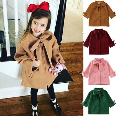 

Fashion Kids Baby Girls Warm Winter Bowknot Coat Overcoat Outwear Jacket Parka