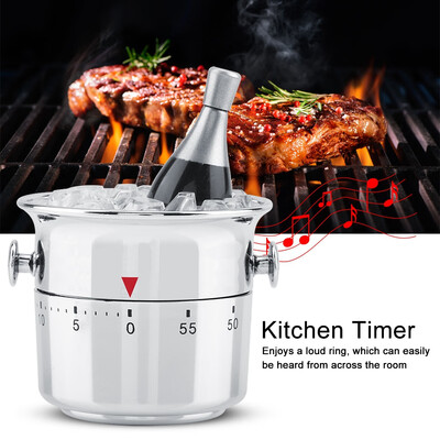 

Greensen Bucket Shaped 60 Minutes Kitchen Timer Stainless Steel Mechanical Wind-Up Timer Time Reminder