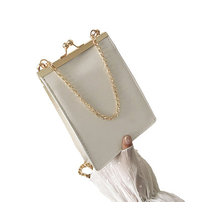 

Women Mini Solid Color Top Kiss Lock Closure Chain Shoulder Bag Crossbody Pouch