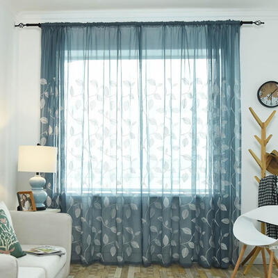 

Embroidery Leaves Tulle Curtains Home Window Screening Voile Sheer Curtain