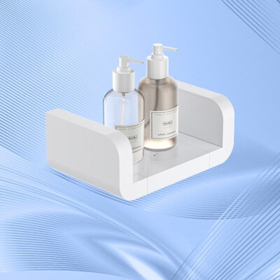 

Bathroom Shelf Toilet Wall Mounted Rack Washroom Hanger Storage Layer Shower Waterproof white