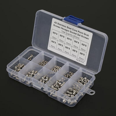 

Greensen 260pcs M3456 Stainless Steel Hex Cup Point Socket Head Grub Screws Assortment Kit