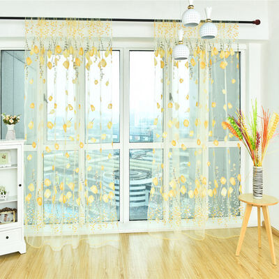 

Window Curtains Sheer Voile Tulle for Bedroom Living Room Balcony Kitchen Floral Printed Tube Curtain