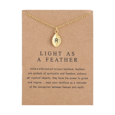 

New Arrived Leaves Light As A Feather Personality 26 English Letters Alphabet Necklace Alloy Pendant