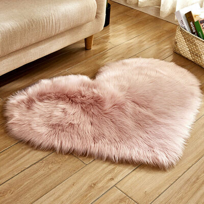 

Fluffy Heart Shaped Rug Shaggy Floor Soft Faux Fur Home Bedroom Hairy Carpet