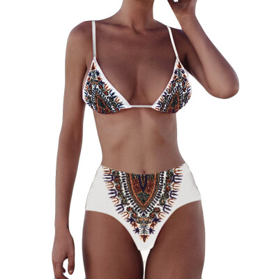 

Roseonmyhand Women African Printing Push-Up Padded Bra Beach Bikini Set Swimsuit Swimwear