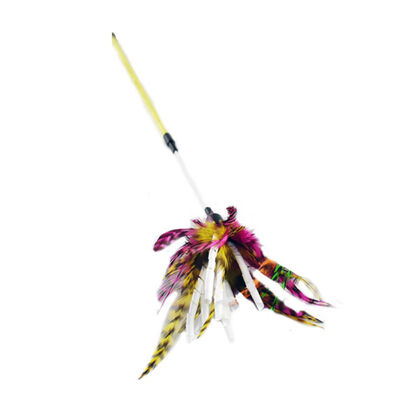 

Pet Cat Toy Colorful Feather Rod Teaser Wand Kitten Pet Teaser Feather Interactive Fun Toy Wire Chaser Wand For Cat