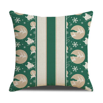 

Siaonvr Christmas Linen Skin Pillow Case Pillow Cushion Elk Snowflake Print 45×45CM