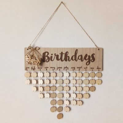 

Toponeto Wood Birthday Reminder Board Birch Plaque Sign Family &Friends DIY Calendar A