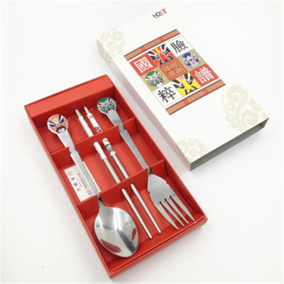 

Chinese style blue&white porcelain face creative creative craft gift cutlery set