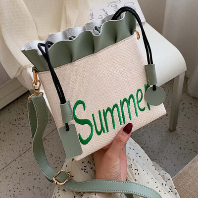 

Tailored Womens Fashion Woven Diagonal Shoulder Bag Bundle Pocket Handbag Solid Color