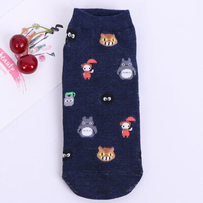 

Cute Cartoon Totoro Socks Spirited Away Ghibli Miyazaki Anime Women Socks Harajuku Summer Totoro Stripes Funny Ankle Socks