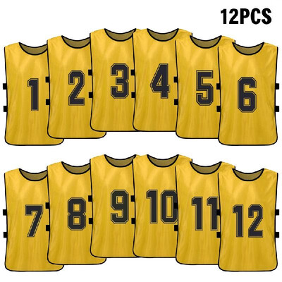 

12 PCS Kids Football Pinnies Quick Drying Soccer Jerseys Youth Sports Scrimmage Basketball Team Training Numbered Bibs Practice