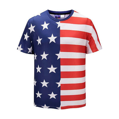 

Summer Creative Striped Star Patchwork Print Loose Short Sleeve T Shirts For Men