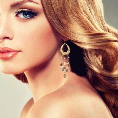 

Bohemian Women Faux Turquoise Bead Seashell Dangle Hook Earrings Jewelry Gift