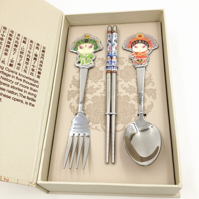 

Chinese style blue&white porcelain face creative creative craft gift cutlery set