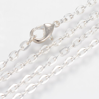 

Iron Cable Chains Necklace Makings with Lobster Clasps Unwelded Silver 177"45cm