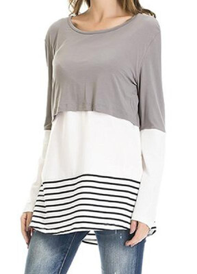 

Maternity Round Neck Lactation Lace T-shirt