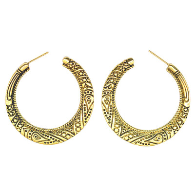 

Vintage Big Circle Tibetan Carving Hoop Earrings Women Statement Jewelry Gift