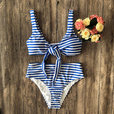

Saidsome Women Sexy Push-Up Padded Bra Beach Halter Striped Bikini Set Swimsuit Swimwear