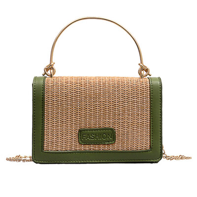 

Women Braided Square Shoulder Bag Shopping Travel Pouch Handbag with Handle