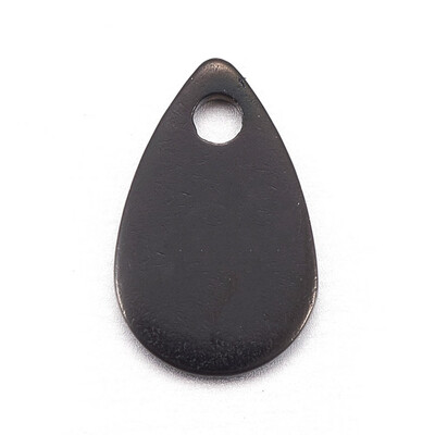 

Vacuum Plating Stainless Steel Charms Drop Blank Stamping Tag Gunmetal 8x5x06mm Hole 12mm