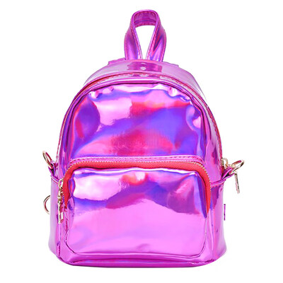 

Women Holographic Laser Faux Leather Small Backpack Tote Zipper Shoulder Bag