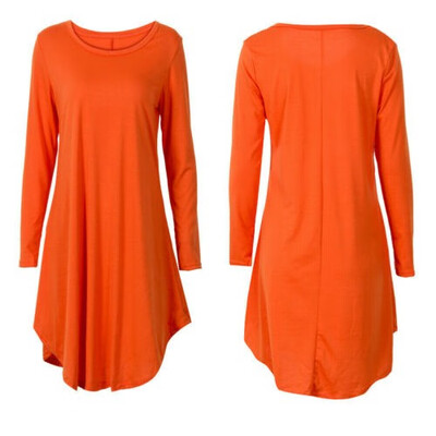 

Women Long Sleeve Casual Loose T-Shirt Long Blouse Tops Mini Short Dress Autumn