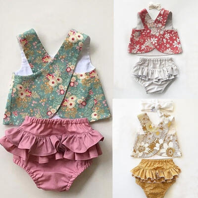 

Flower Infant Baby Girls Outfits Clothes Vest Tops T-shirtTutu Shorts Pants Set
