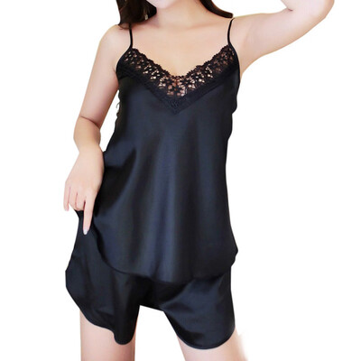 

Toponeto Womens Sexy Satin Lingerie Sleepwear Sleeveless Pajamas Underwear Set Nightdress