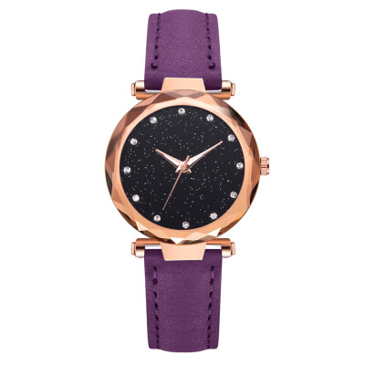 

Star watch Korean fashion casual luxury diamond ladies watch high-end ladies fashion PU quartz watch