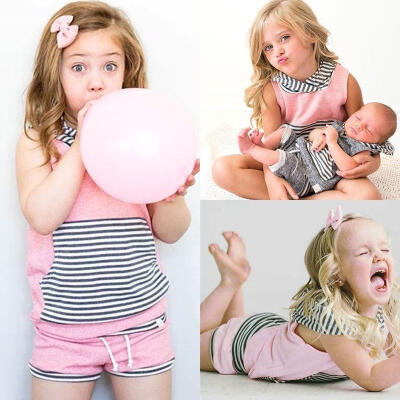 

Newborn baby girl hooded jacket vest pants shorts clothing stripes 0-2Y