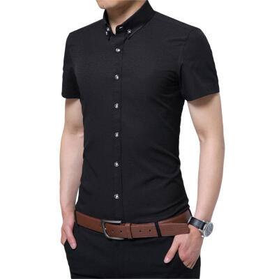 

Elegant Slim Fit Shirt Casual Short Sleeve Shirts Summer Tops For Men