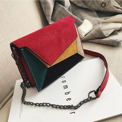 

Spring small bag female 2019 new wave Korean version of the wild slung shoulders fashion contrast color stitching personality small square