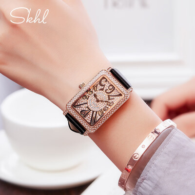

GUOU GUO ladies watch atmosphere rectangular full diamond womens quartz watch fashion belt waterproof retro watch