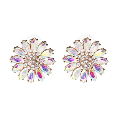 

AOTEMAN Fashion Jewelry Colorful crystal Pearl flower Stud Earrings for Women girls party ethnic Brincos simple oorbellen 2019